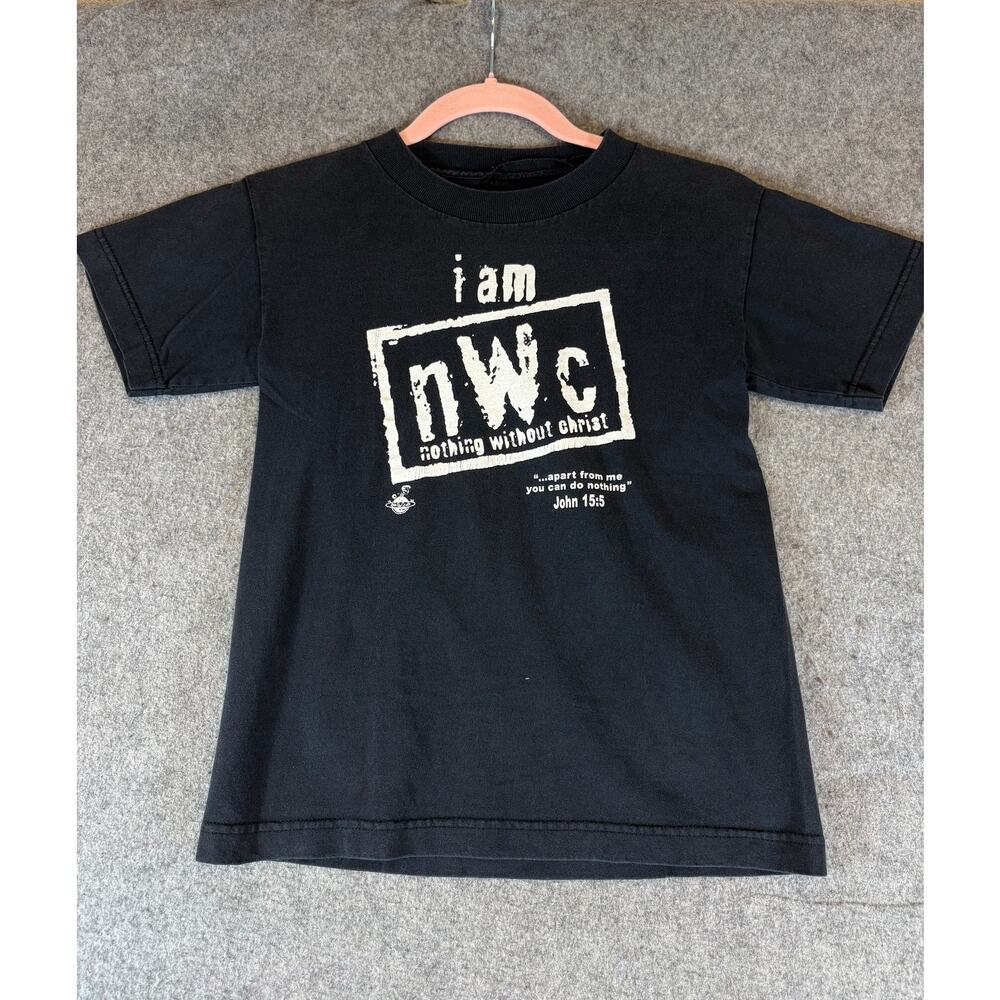 VTG 90s Nothing Without Christ Shirt Boys Large Black NWO Wrestling Flip Parody